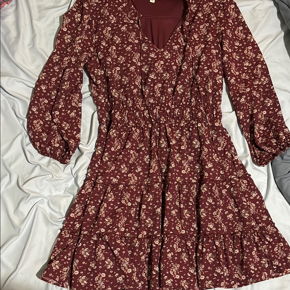 Floral Burgundy Dress